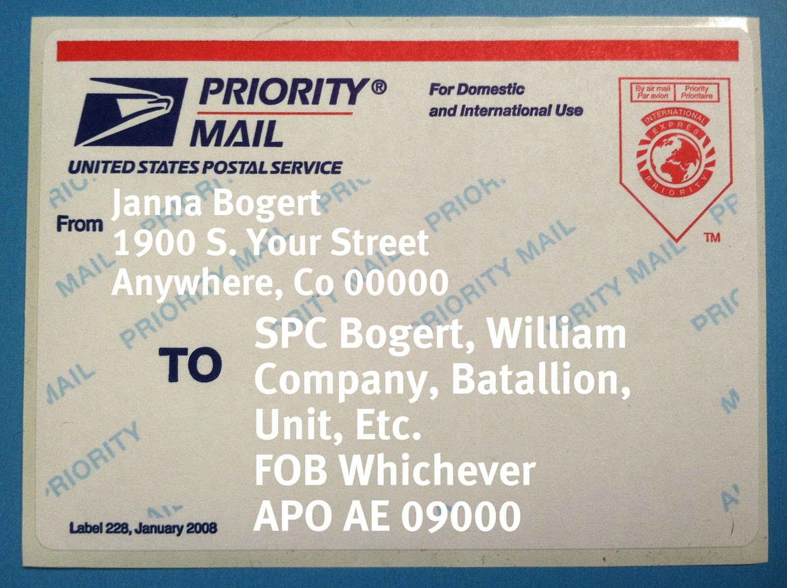 Trusted by soldiers, sailors, and fortune 500 companies How to Use Cost Codes when Printing Postage; How to Use REPORTS; How to Manage Payment Methods How to Send APO/FPO Military Mail use the ship's name and hull number. 4. The recipient's Military Post Office Box number. It is not necessary to add specific military formations (for example